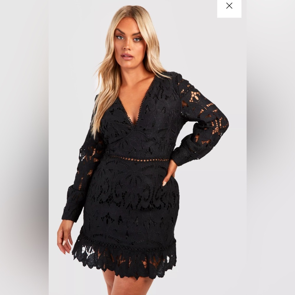 Boohoo white lace shift dress 18 NWT